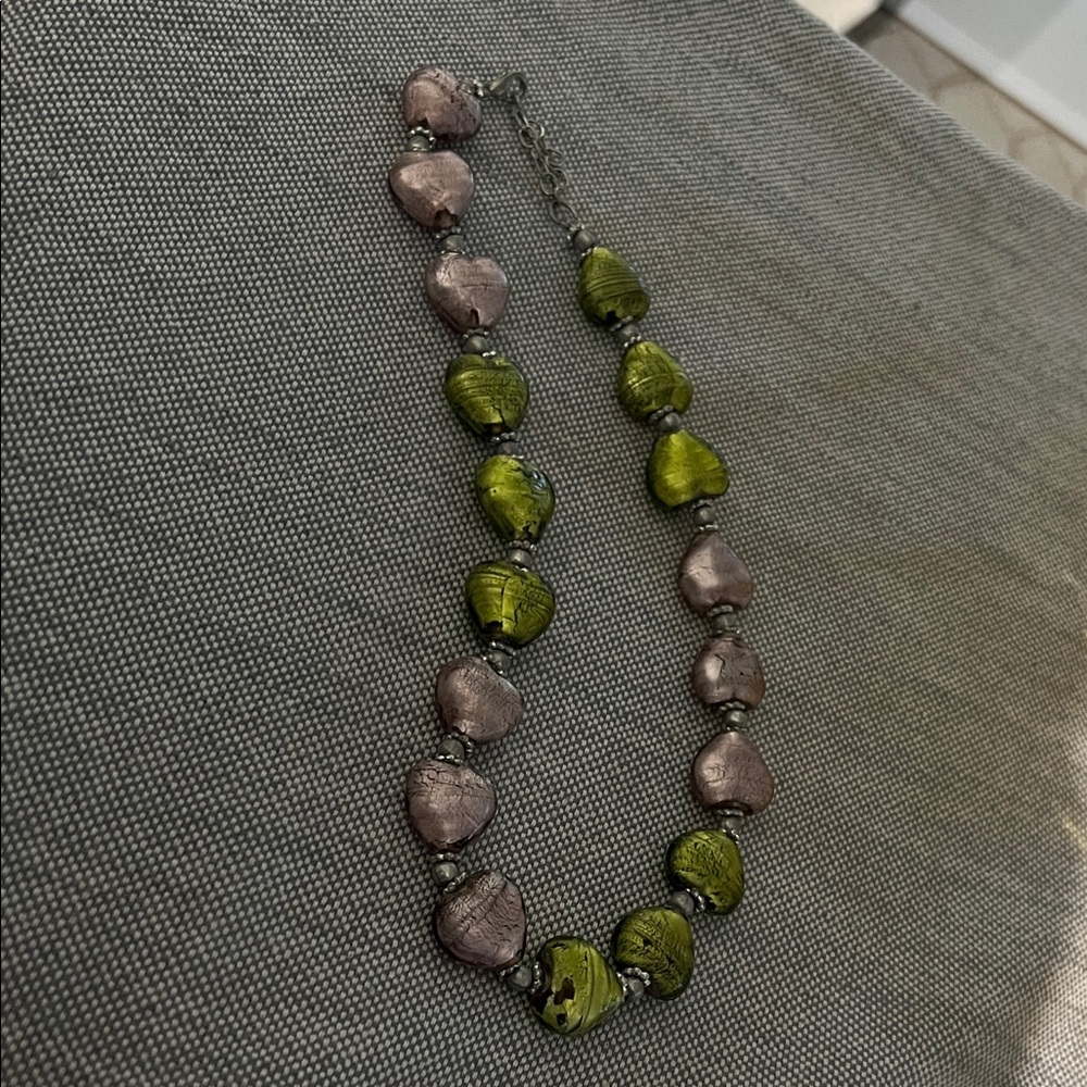 Elegant Green and Pink Beaded Necklace